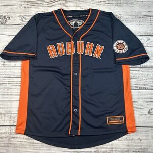 Auburn Tigers Stitched Colosseum Baseball Jersey Size Men's XL Button Up Blue